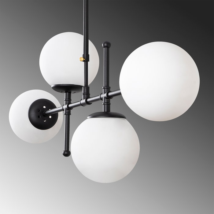 Opviq Lámpara de araña Mudoni-MR-951-3 Negra con detalles de cristal